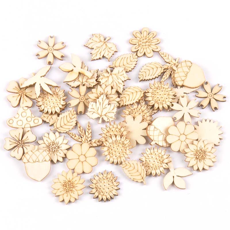 Embellish Craft - 30 buah 25-30mm Aksesori kayu DIY