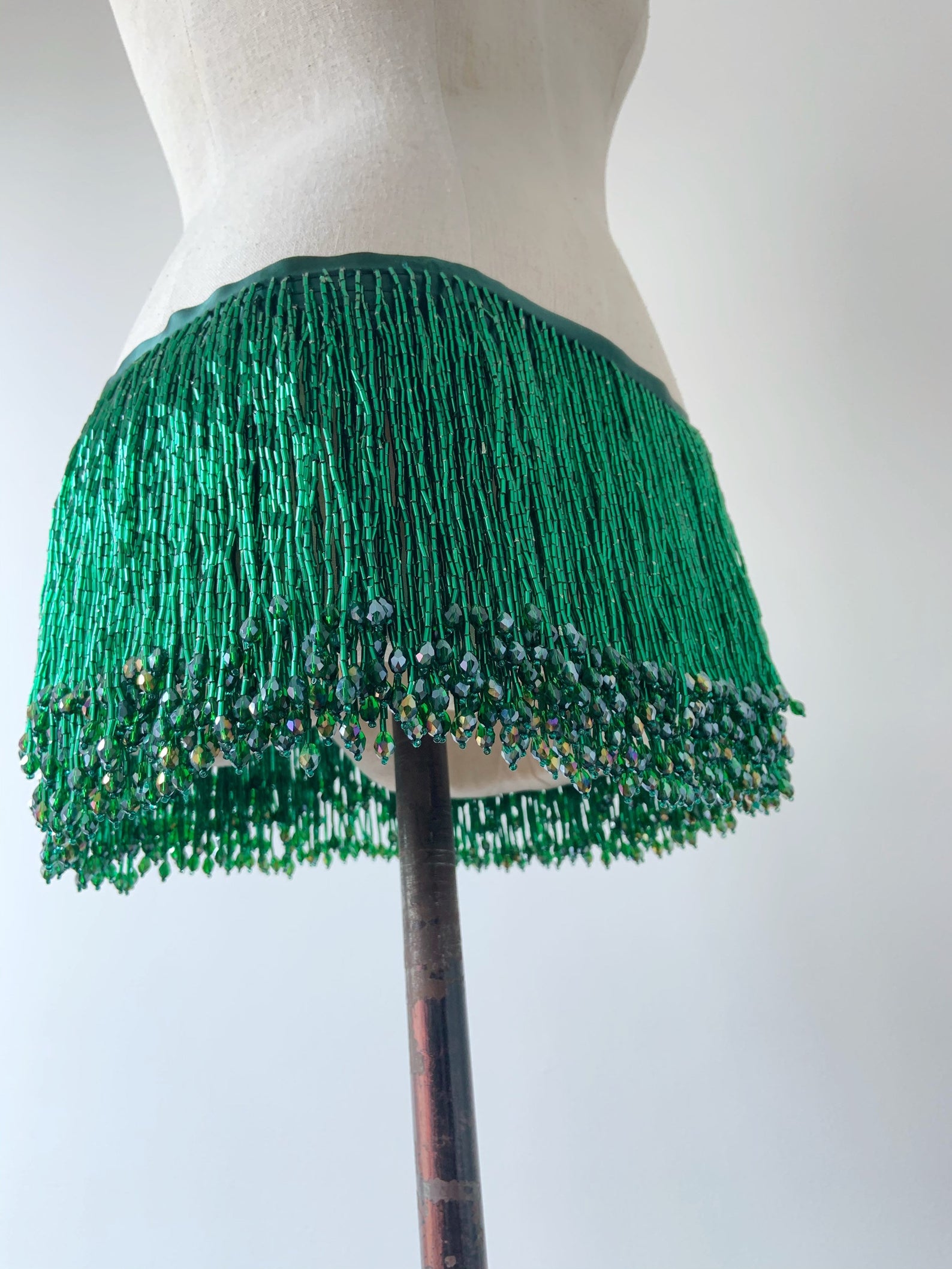 Beaded Trim Fringe - 1 Yard Hiasan Rumbai Bermanik Hijau