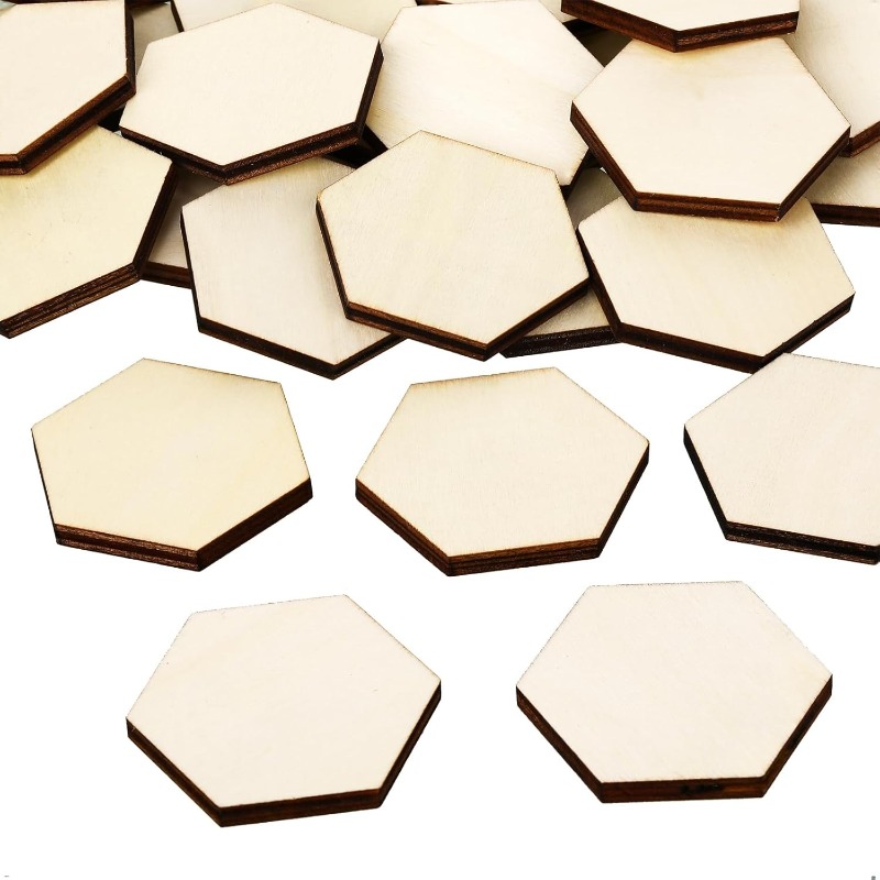 Embellish Craft - 50PCS Potongan Kayu Heksagon 4CM Belum