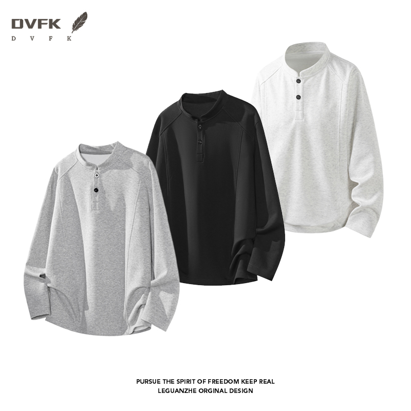 Embellish Knit - Kemeja Pria Lengan Raglan Henley Lengan
