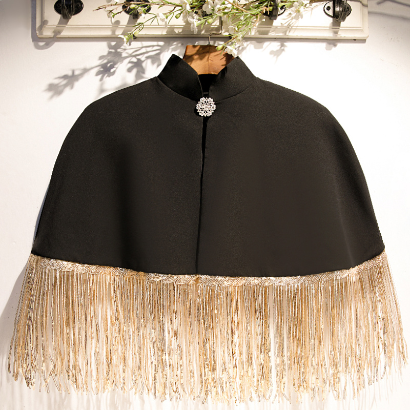 Tassel Fringe Trim - Wanita Musim Semi Musim Panas Hitam