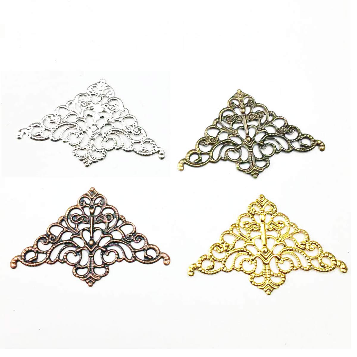 Embellish Craft - 200PCS Konektor Berongga Segitiga Hiasan Logam