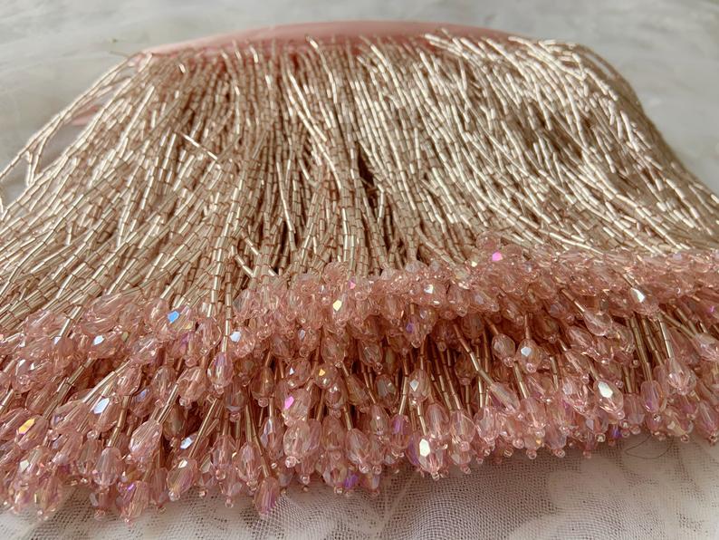 1 Yard Hiasan Rumbai Bermanik  - Beaded Trim Fringe ulasan dan harga