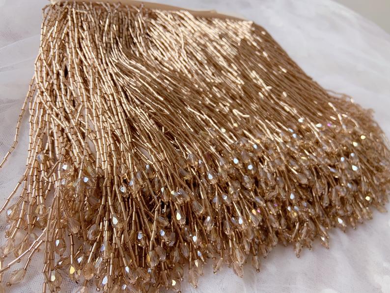 1 Yard Hiasan Rumbai Bermanik  - Beaded Trim Fringe ulasan dan harga