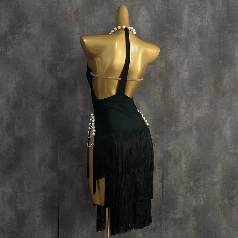 Gaun dansa Latin kelas atas 20 - Beaded Trim Fringe ulasan dan harga