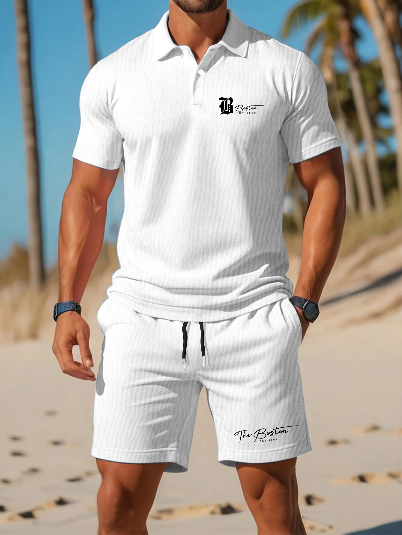 Setelan Kaos Polo Pria Baru Mu - Embellish Knit ulasan dan harga