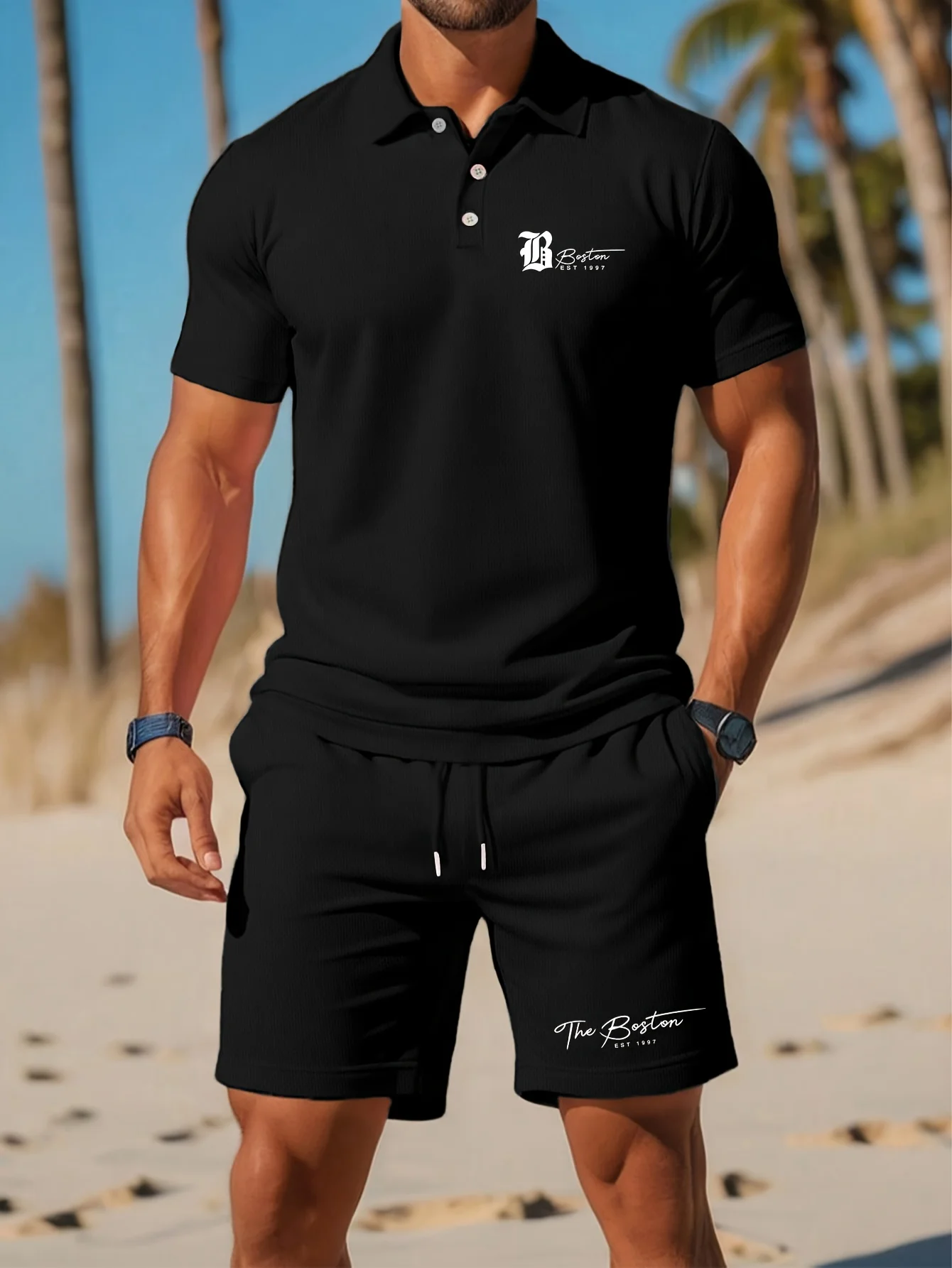 Setelan Kaos Polo Pria Baru Mu - Embellish Knit ulasan dan harga