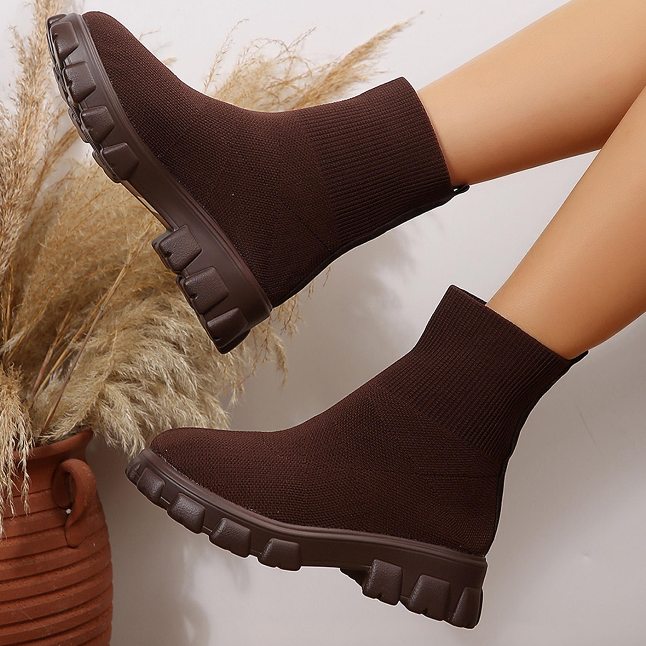 Sepatu Bot Wanita Nyaman, Ujun - Embellish Knit ulasan dan harga