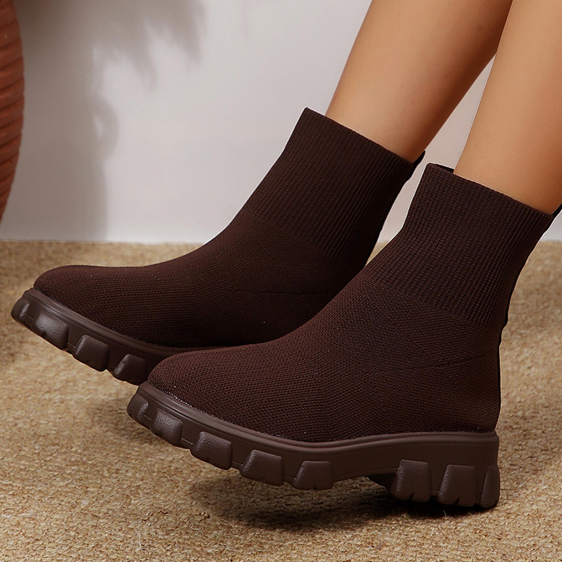 Sepatu Bot Wanita Nyaman, Ujun - Embellish Knit ulasan dan harga
