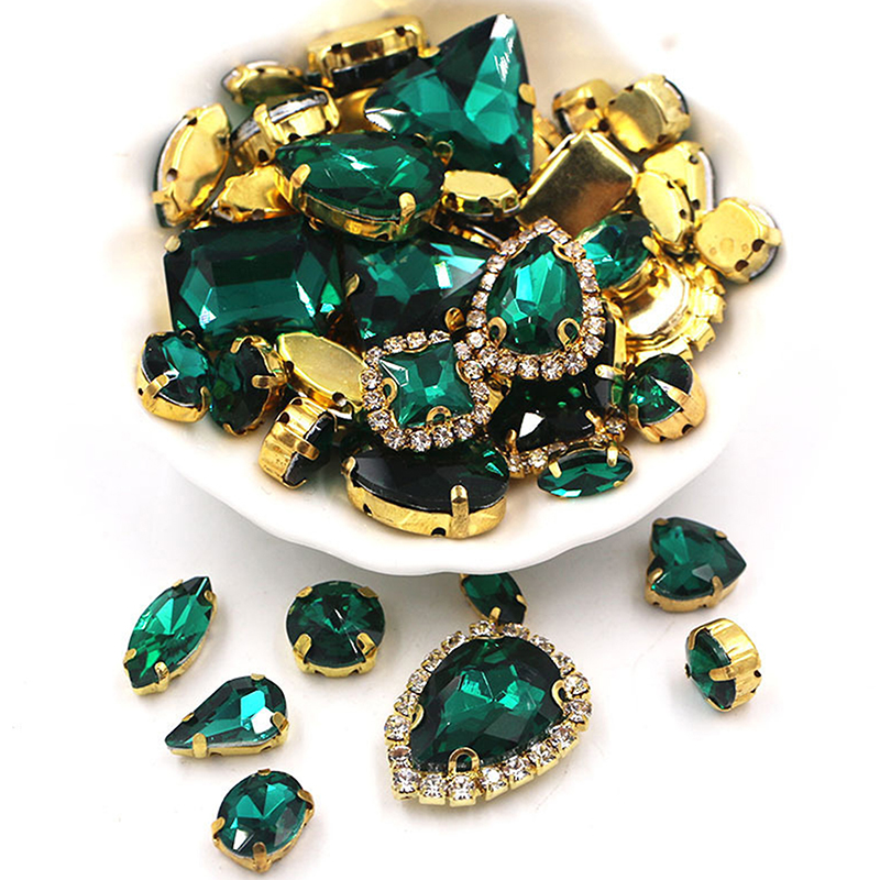 50Pcs 24 Warna Campuran Bentuk - Sew On Rhinestone ulasan dan harga