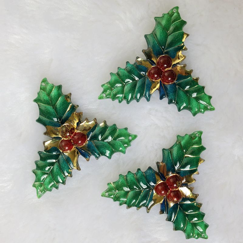 8PCS 40X41Mm Resin Natal Daun  - Embellishment Glue Craft ulasan dan harga