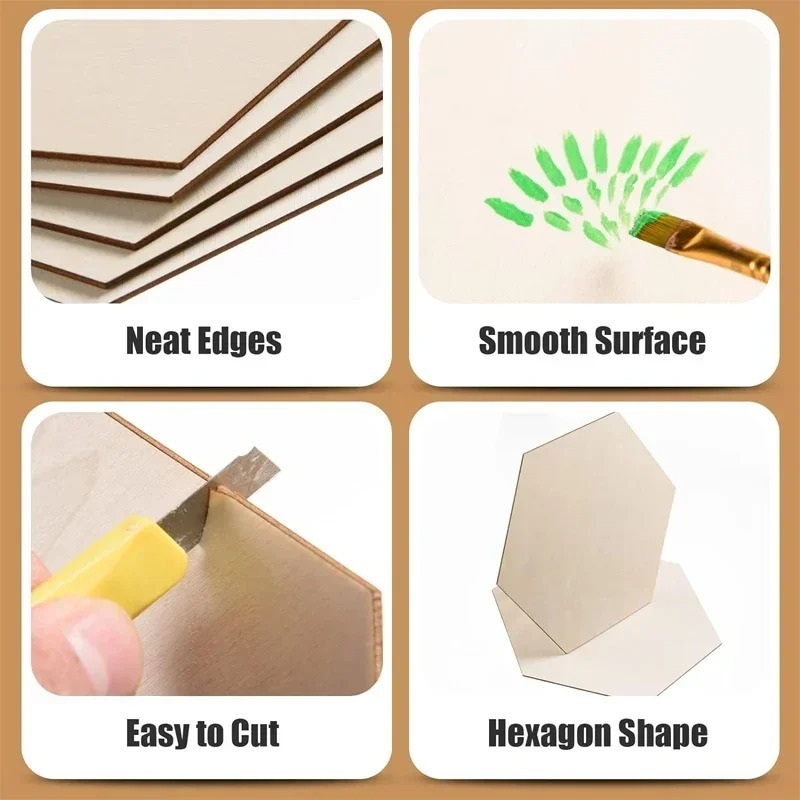 Potongan Kayu Heksagonal Koson - Embellish Craft ulasan dan harga