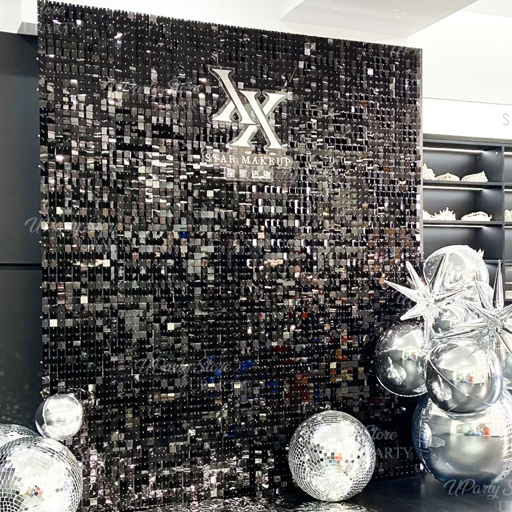 Panel Dinding Berkilau Hitam 1 - Sequin Fabric Panel ulasan dan harga